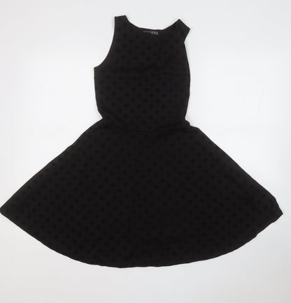 Atmosphere Womens Black Polka Dot Polyester Fit & Flare  Size 8  Round Neck