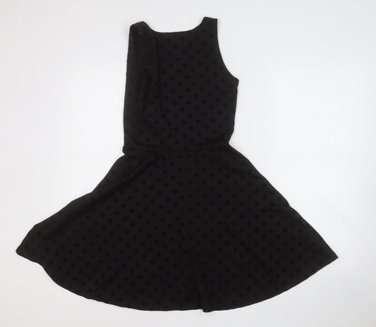 Atmosphere Womens Black Polka Dot Polyester Fit & Flare  Size 8  Round Neck