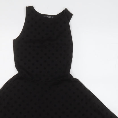 Atmosphere Womens Black Polka Dot Polyester Fit & Flare  Size 8  Round Neck