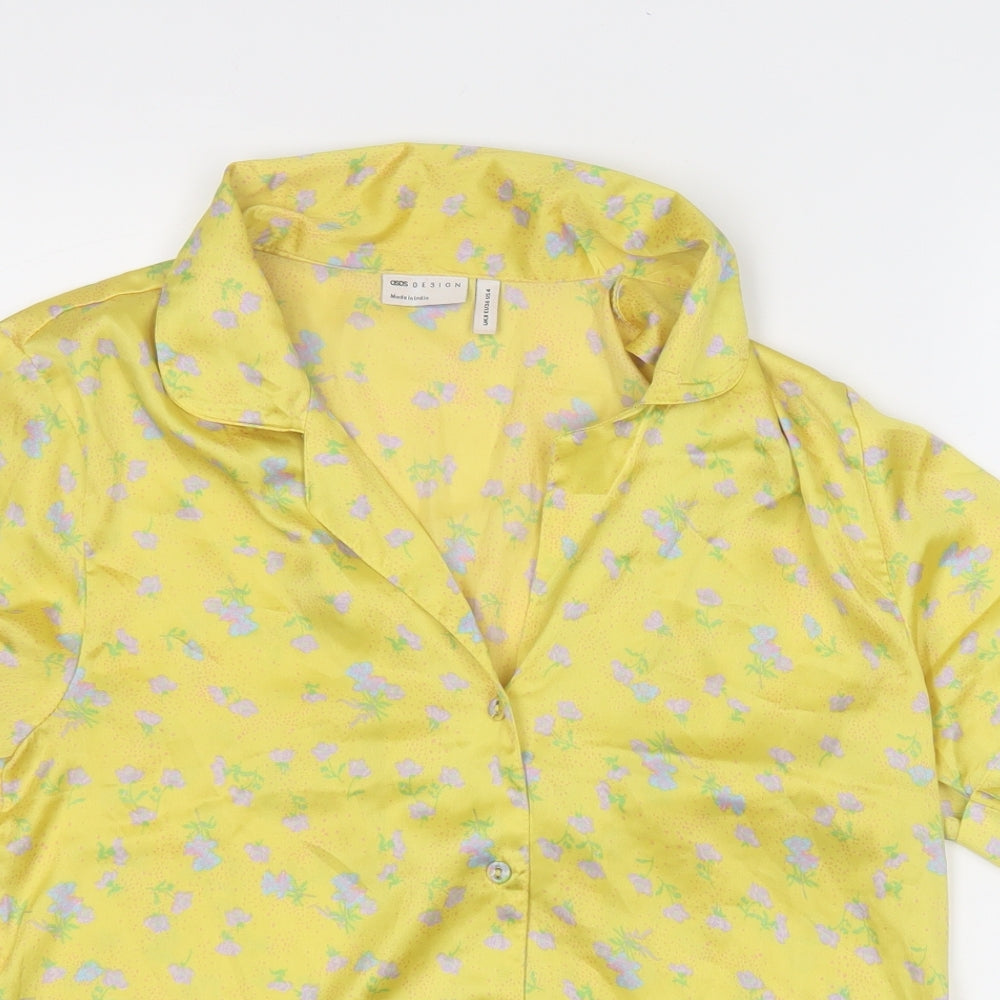 Womens UK Size 8 ASOS Yellow Basic Button-Up