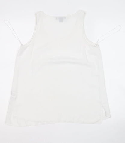 Primark Womens White  Polyester Basic Blouse Size 12 Round Neck