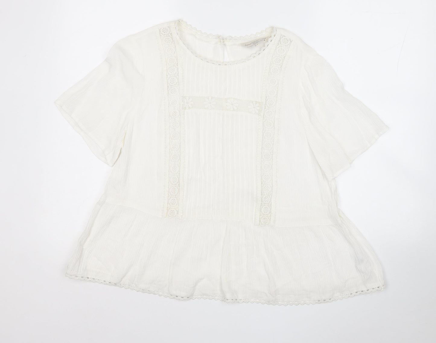 F&F Womens White Round Neck Geometric Viscose Pullover Jumper Size 12