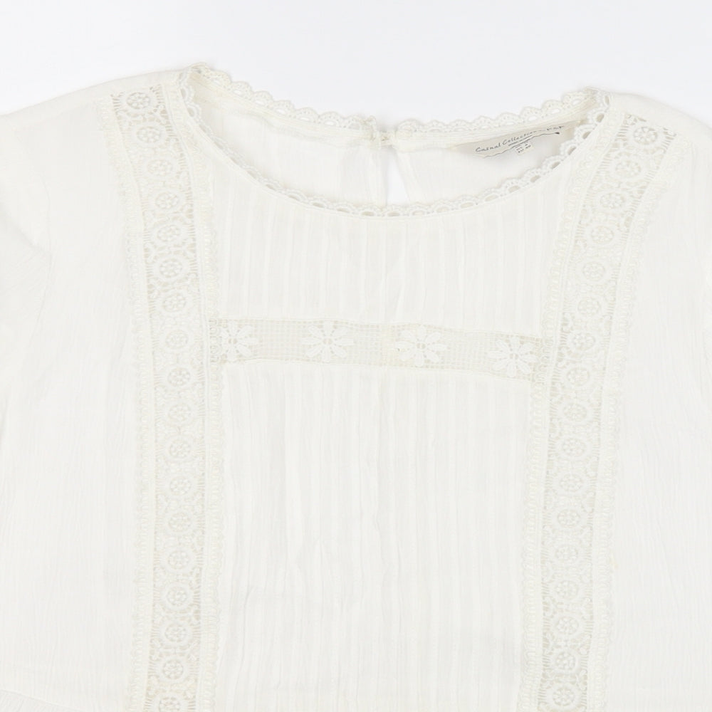 F&F Womens White Round Neck Geometric Viscose Pullover Jumper Size 12