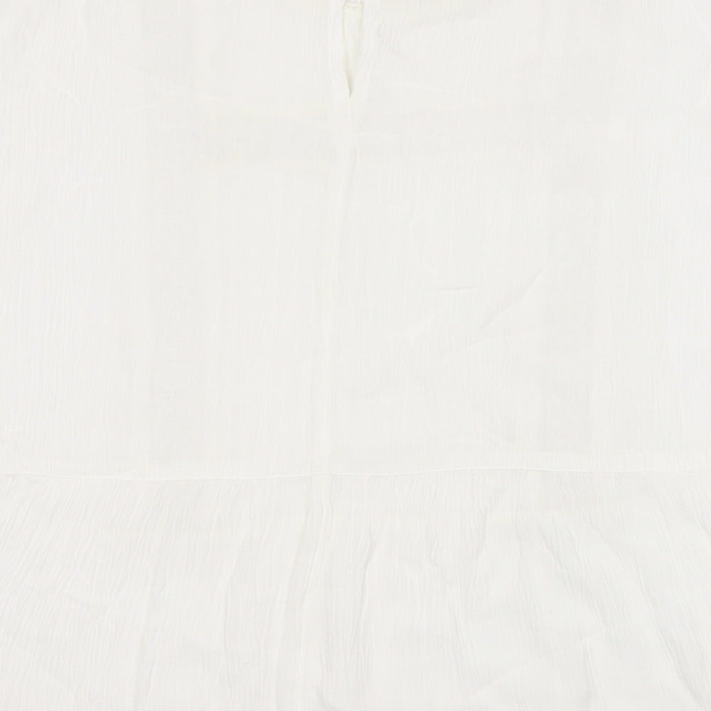 F&F Womens White Round Neck Geometric Viscose Pullover Jumper Size 12