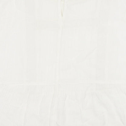 F&F Womens White Round Neck Geometric Viscose Pullover Jumper Size 12