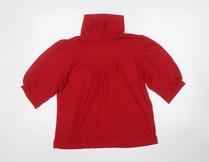 George Womens Red Mock Neck  Polyester Pullover Jumper Size 14