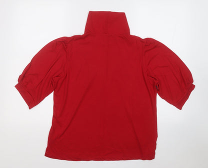 George Womens Red Mock Neck  Polyester Pullover Jumper Size 14