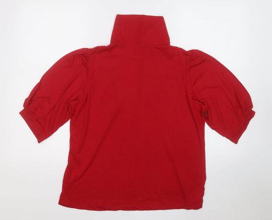 George Womens Red Mock Neck  Polyester Pullover Jumper Size 14