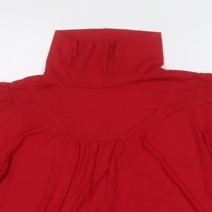 George Womens Red Mock Neck  Polyester Pullover Jumper Size 14