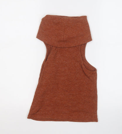 glamrous Womens Brown Roll Neck  Acrylic Pullover Jumper Size S