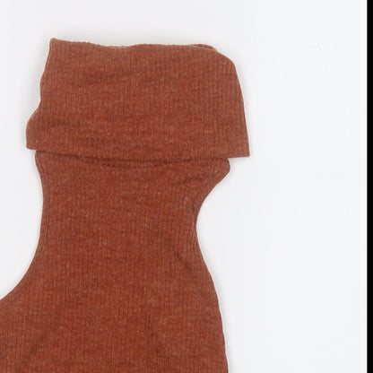 glamrous Womens Brown Roll Neck  Acrylic Pullover Jumper Size S