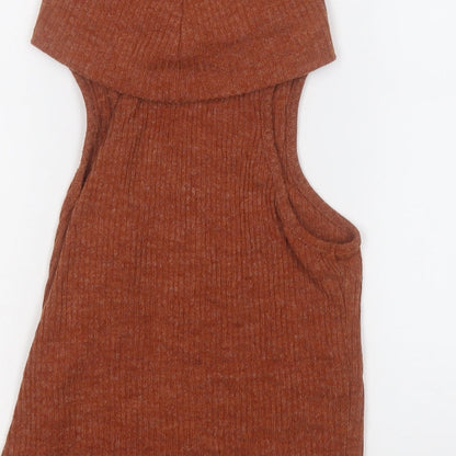 glamrous Womens Brown Roll Neck  Acrylic Pullover Jumper Size S