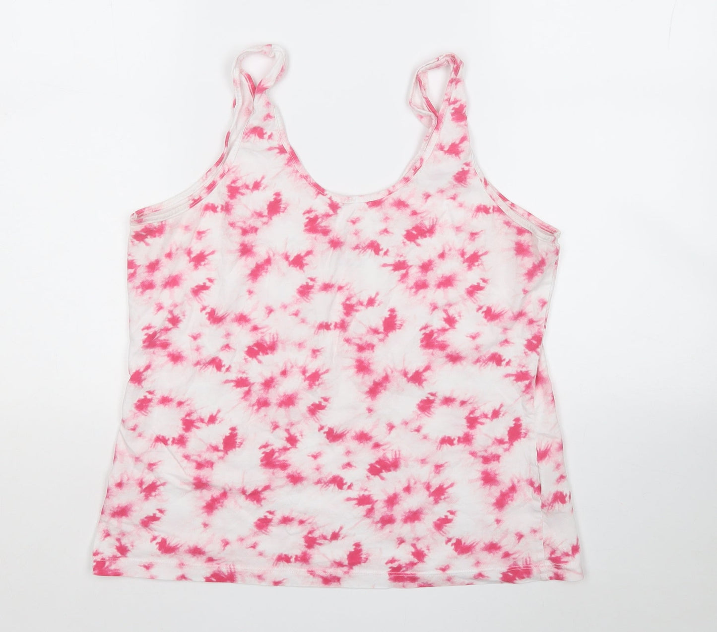 Primark Womens Pink Geometric Cotton Basic Tank Size 16 Round Neck