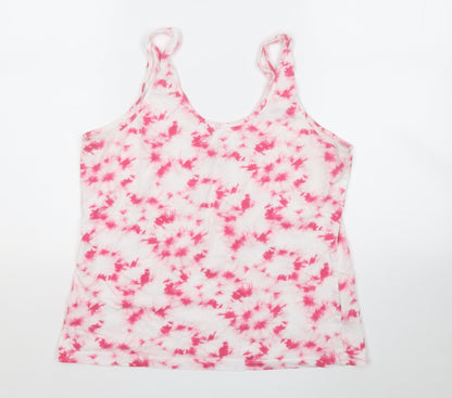 Primark Womens Pink Geometric Cotton Basic Tank Size 16 Round Neck