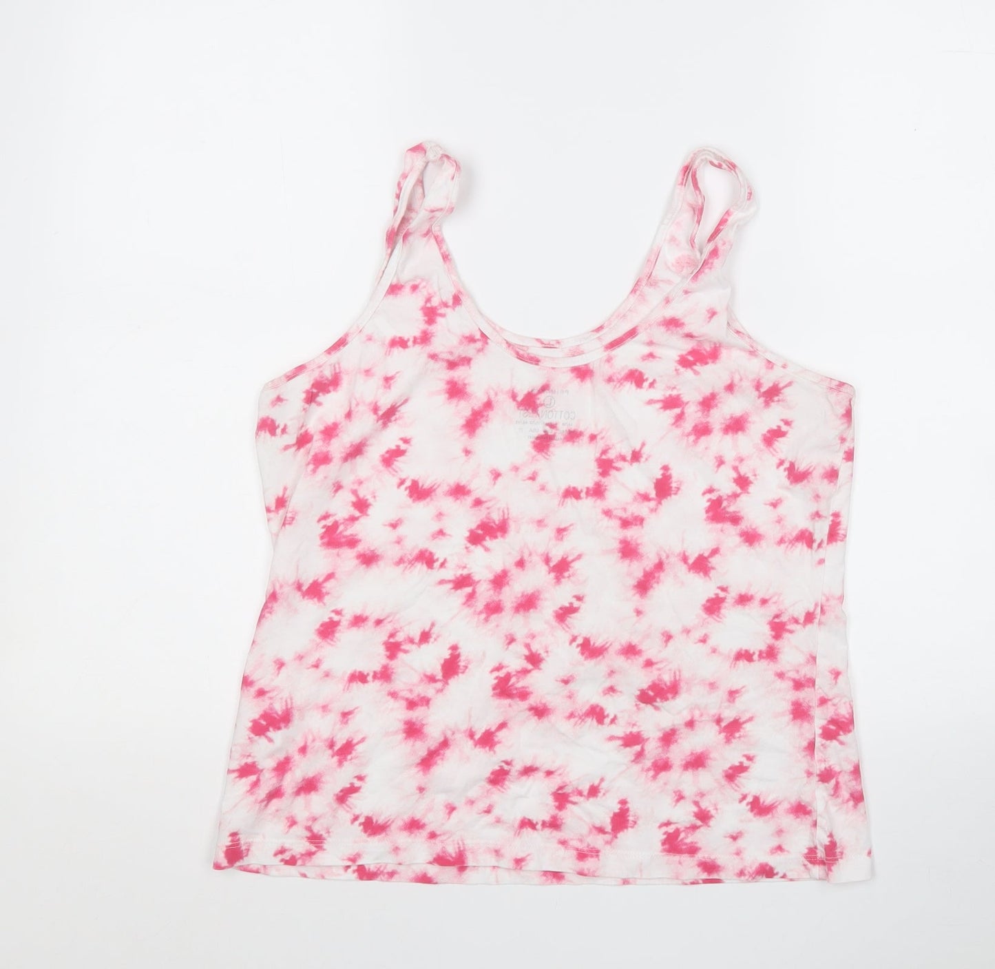 Primark Womens Pink Geometric Cotton Basic Tank Size 16 Round Neck