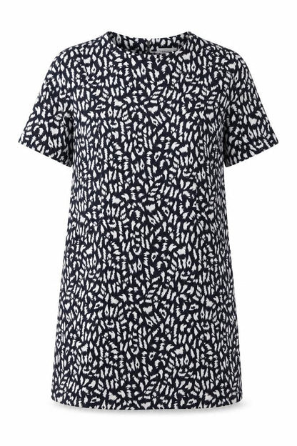 Warehouse Womens Blue Animal Print Polyester A-Line  Size 12  Round Neck