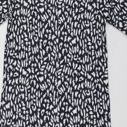 Warehouse Womens Blue Animal Print Polyester A-Line  Size 12  Round Neck
