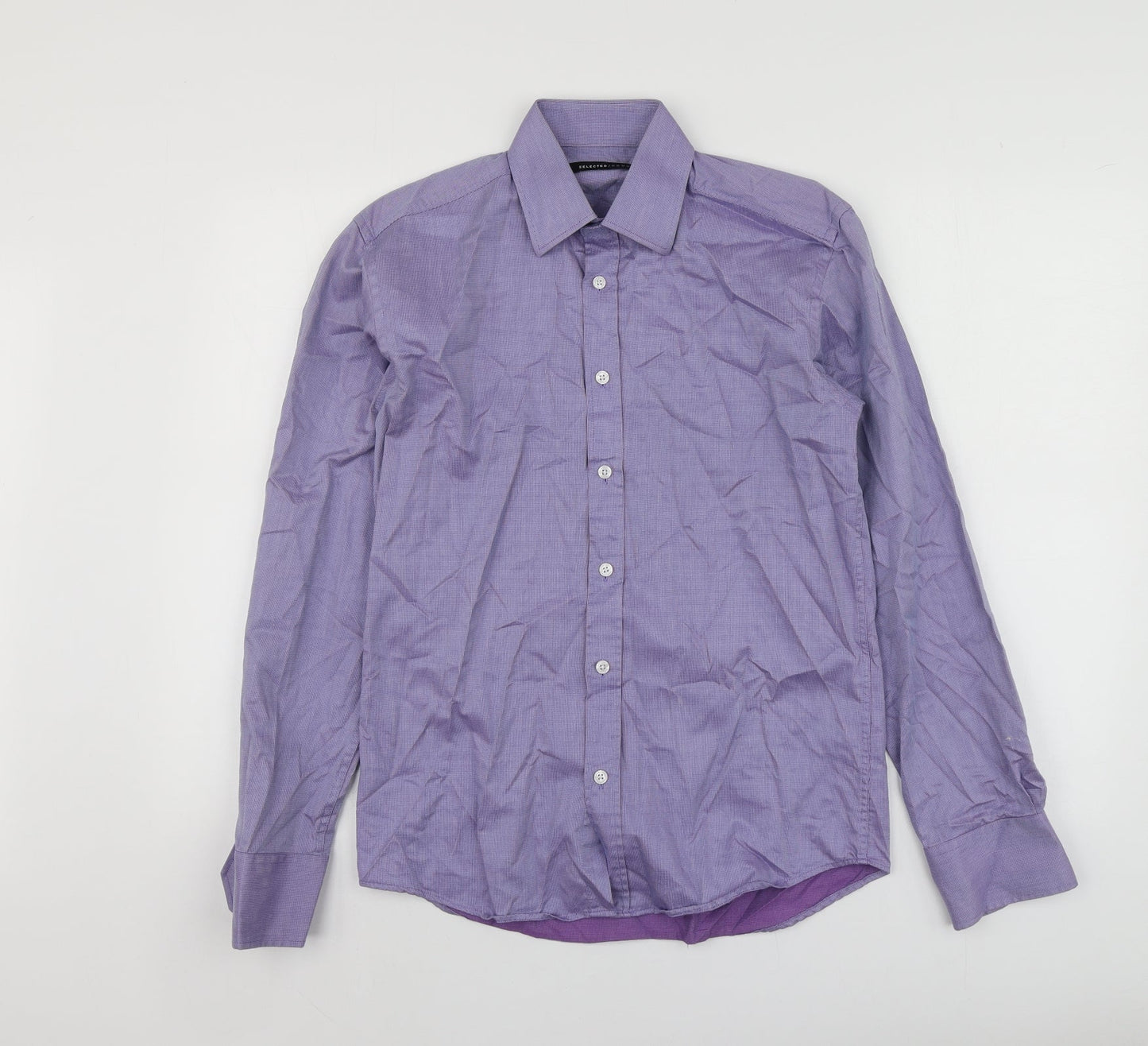 Selected Mens Purple  Cotton  Button-Up Size S Collared