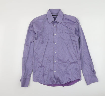 Selected Mens Purple  Cotton  Button-Up Size S Collared