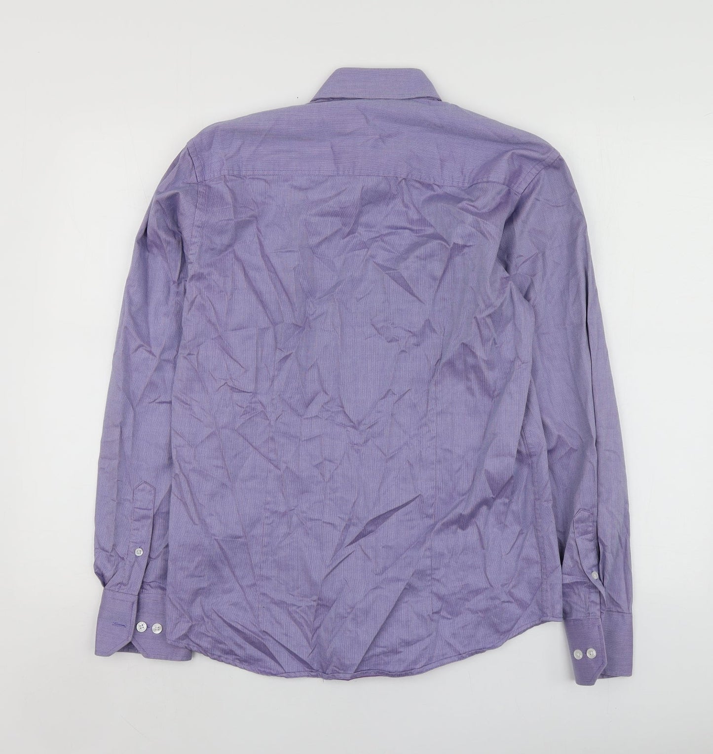 Selected Mens Purple  Cotton  Button-Up Size S Collared