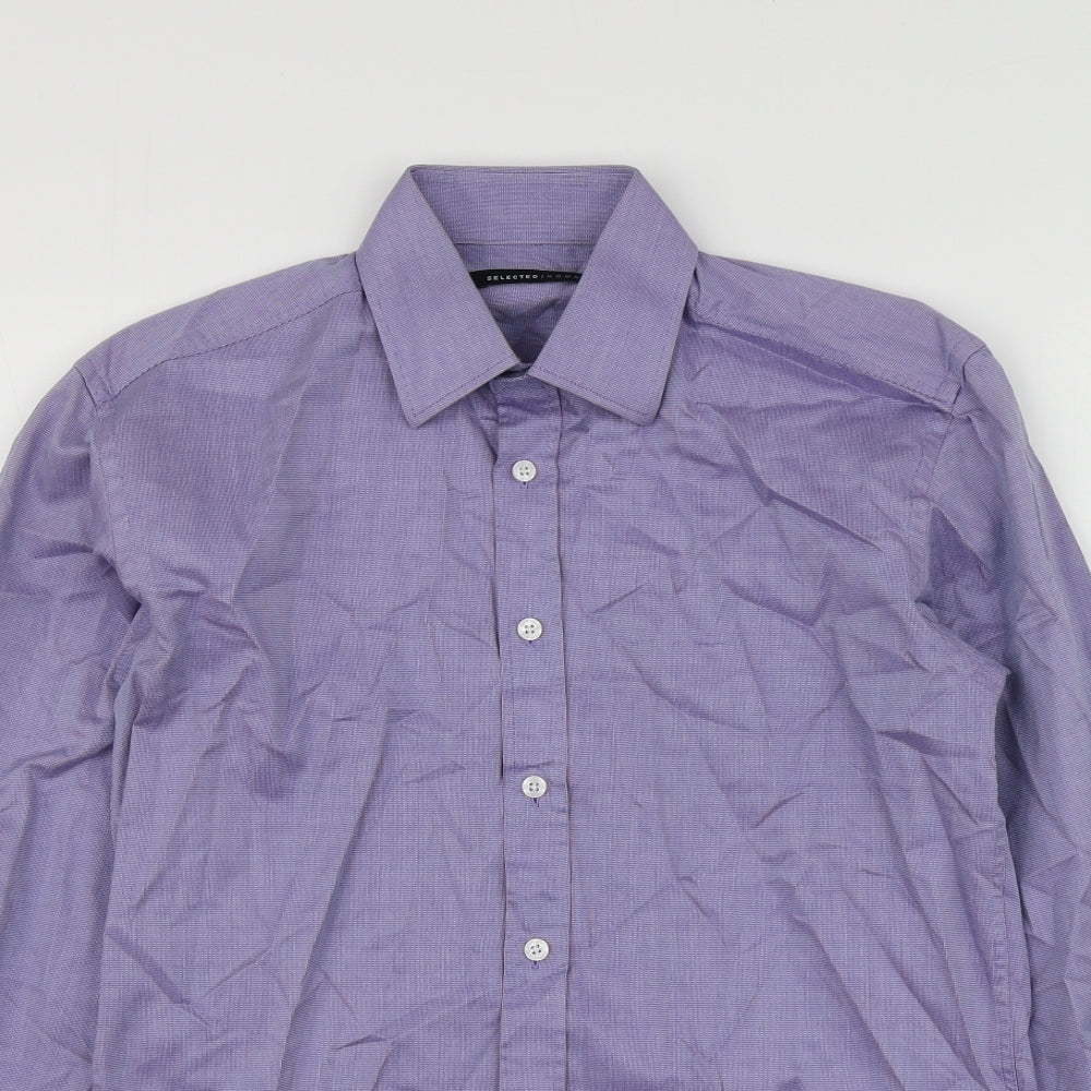 Selected Mens Purple  Cotton  Button-Up Size S Collared