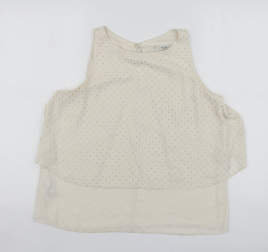 NEXT Womens Beige  Polyester Basic Blouse Size 12 Round Neck