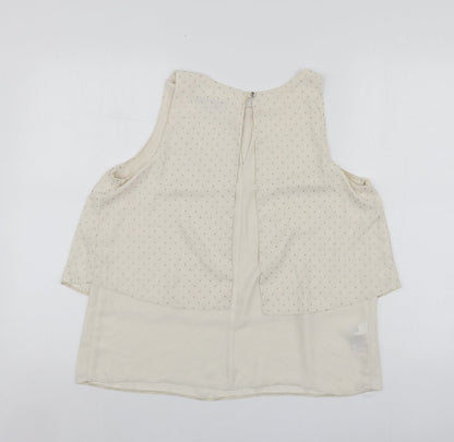 NEXT Womens Beige  Polyester Basic Blouse Size 12 Round Neck