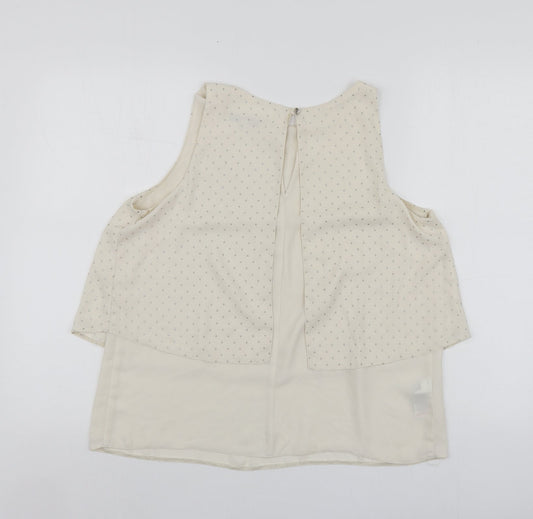 NEXT Womens Beige  Polyester Basic Blouse Size 12 Round Neck