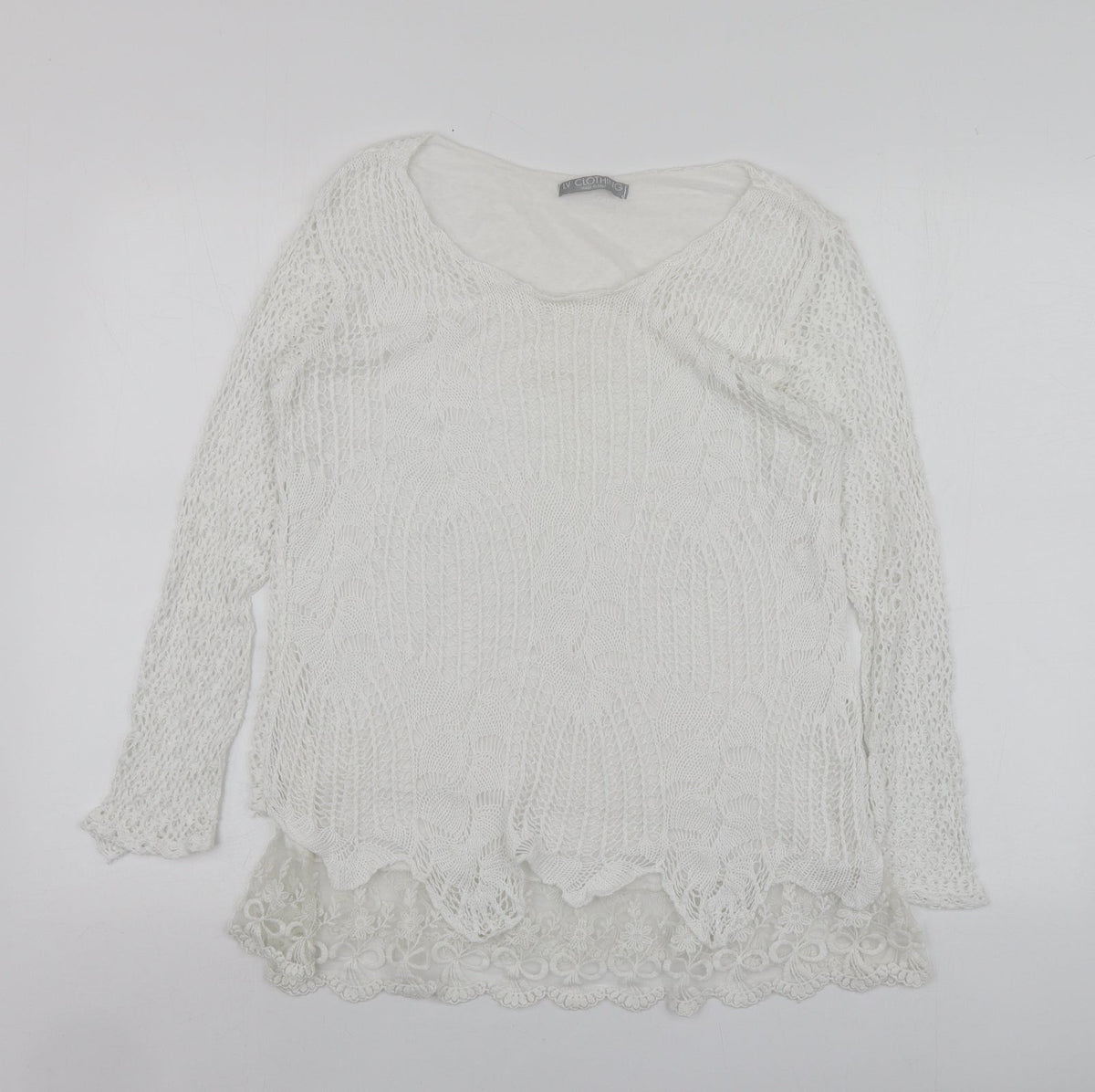 LV Clothhing Womens White  Polyester Basic Blouse Size S Round Neck
