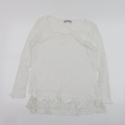 LV Clothhing Womens White  Polyester Basic Blouse Size S Round Neck