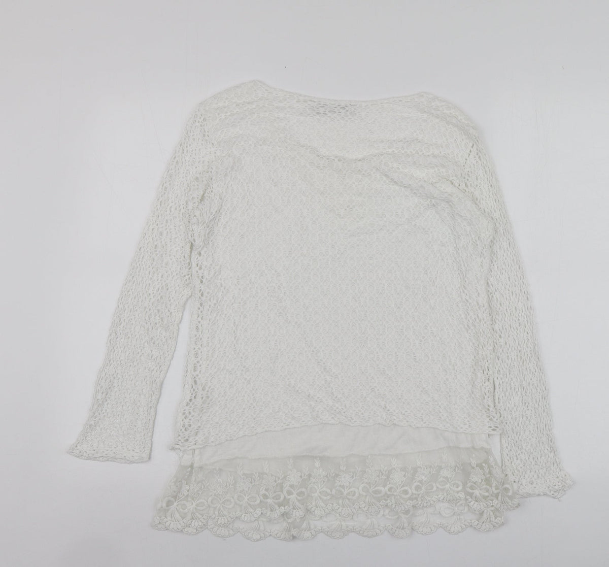 LV Clothhing Womens White  Polyester Basic Blouse Size S Round Neck