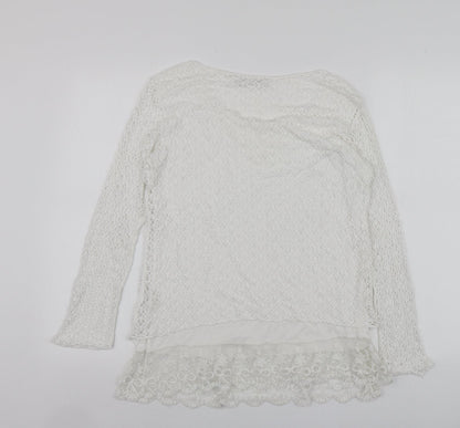 LV Clothhing Womens White  Polyester Basic Blouse Size S Round Neck