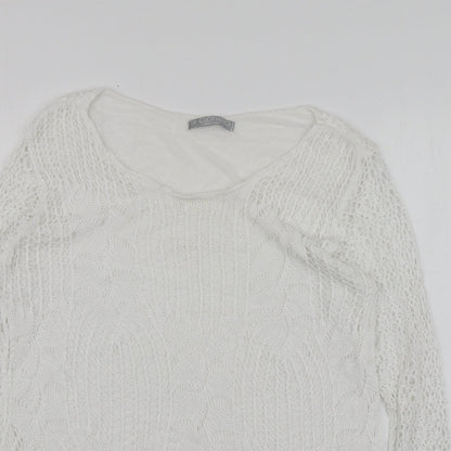 LV Clothhing Womens White  Polyester Basic Blouse Size S Round Neck