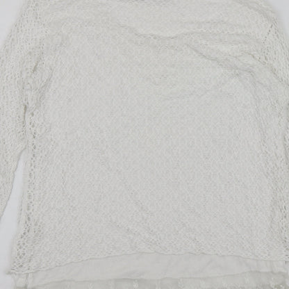 LV Clothhing Womens White  Polyester Basic Blouse Size S Round Neck