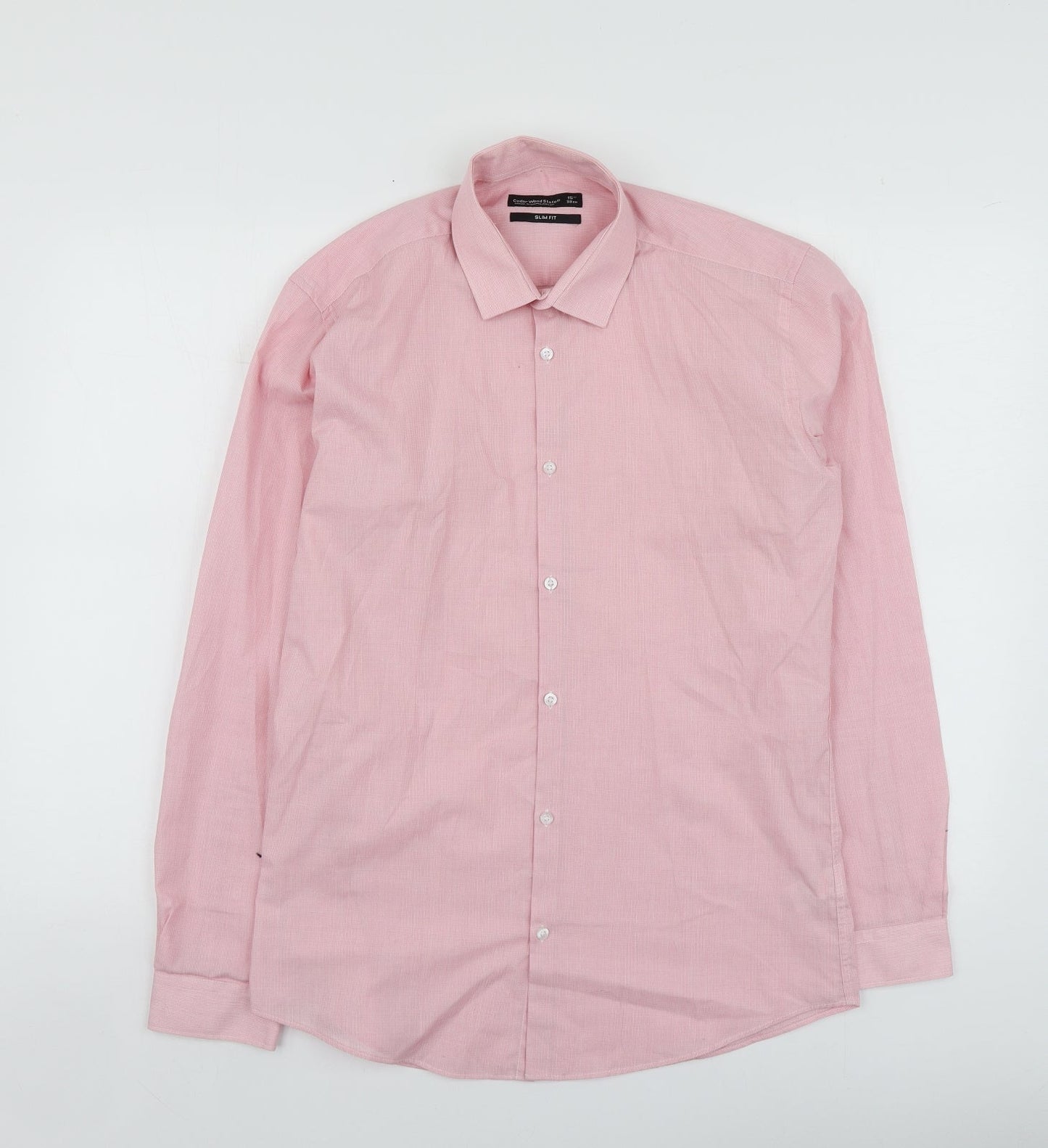 Mens UK Size 15 Cedar Wood State Pink  Button-Up Long Sleeve Casual Shirt