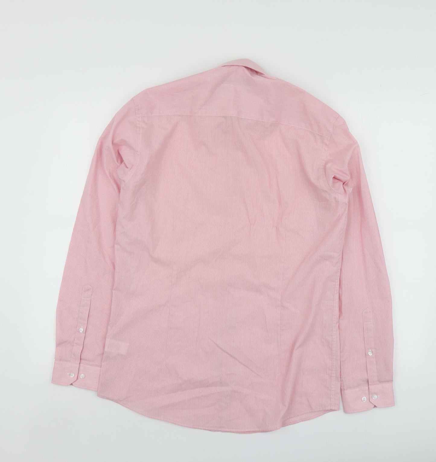 Mens UK Size 15 Cedar Wood State Pink  Button-Up Long Sleeve Casual Shirt