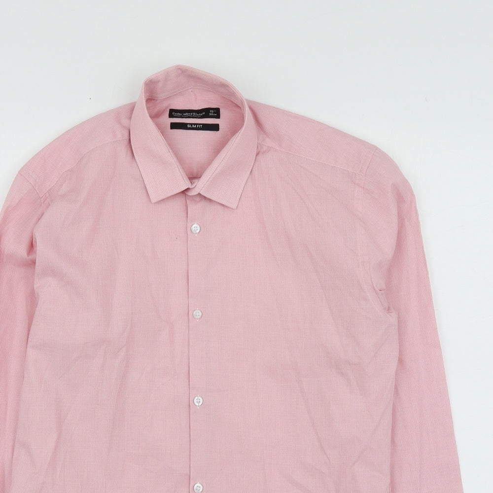 Mens UK Size 15 Cedar Wood State Pink  Button-Up Long Sleeve Casual Shirt