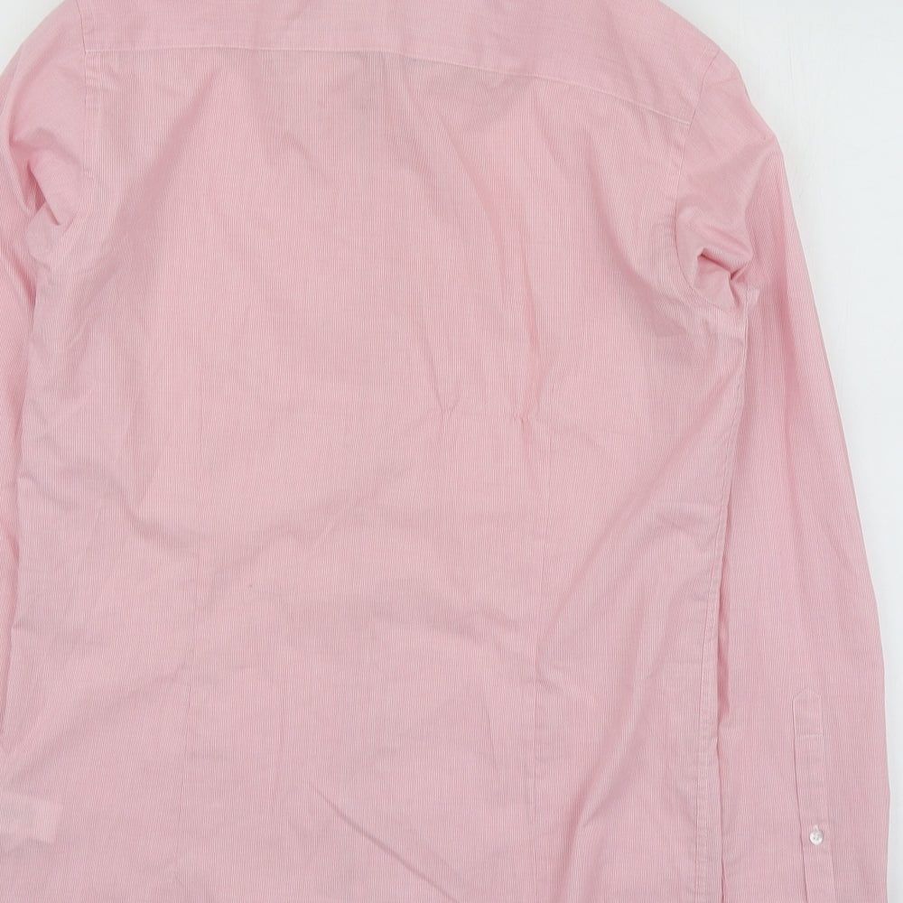Mens UK Size 15 Cedar Wood State Pink  Button-Up Long Sleeve Casual Shirt