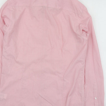 Mens UK Size 15 Cedar Wood State Pink  Button-Up Long Sleeve Casual Shirt