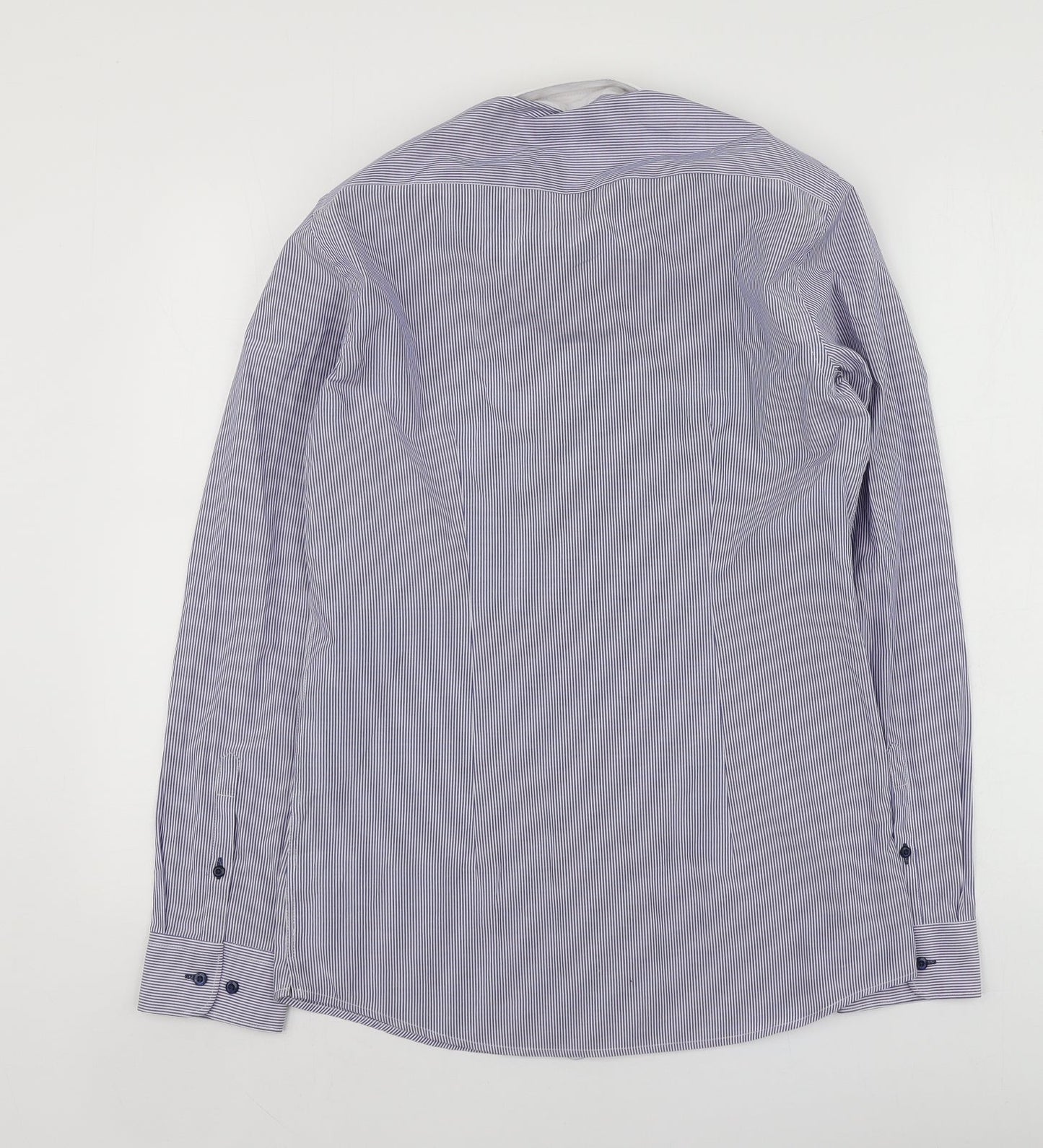 Mens UK Size 15 NEXT Blue  Button-Up Long Sleeve Casual Shirt