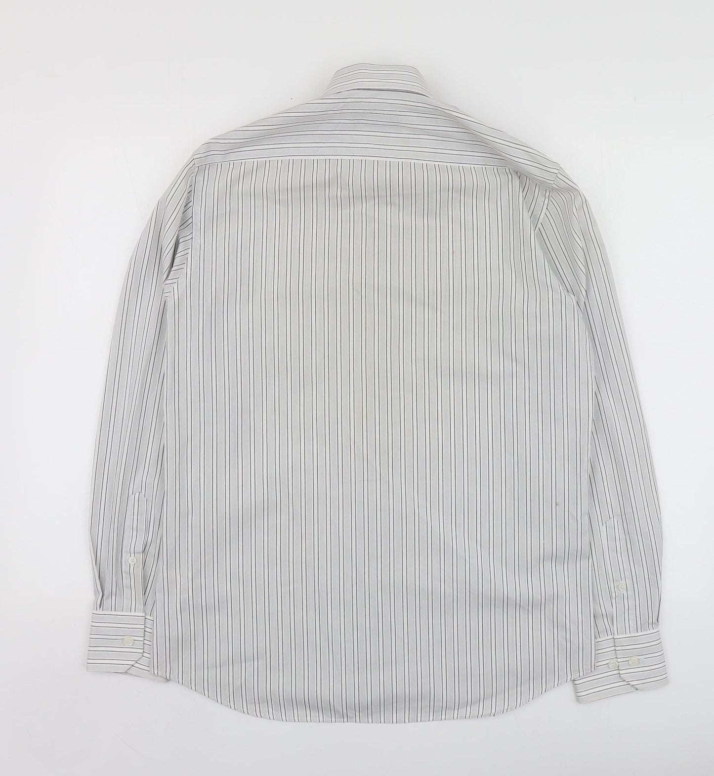 Mens UK Size 15 Burton Grey  Button-Up Long Sleeve Casual Shirt