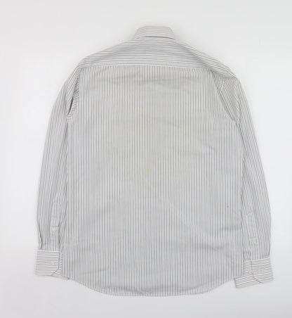 Mens UK Size 15 Burton Grey  Button-Up Long Sleeve Casual Shirt