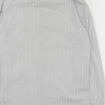 Mens UK Size 15 Burton Grey  Button-Up Long Sleeve Casual Shirt