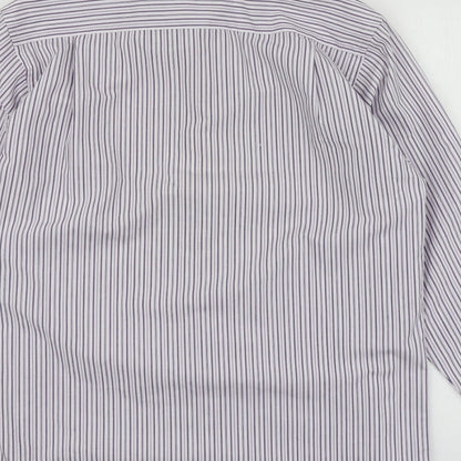 Taylor & Wright Mens Purple Striped Polyester  Button-Up Size 15 Collared