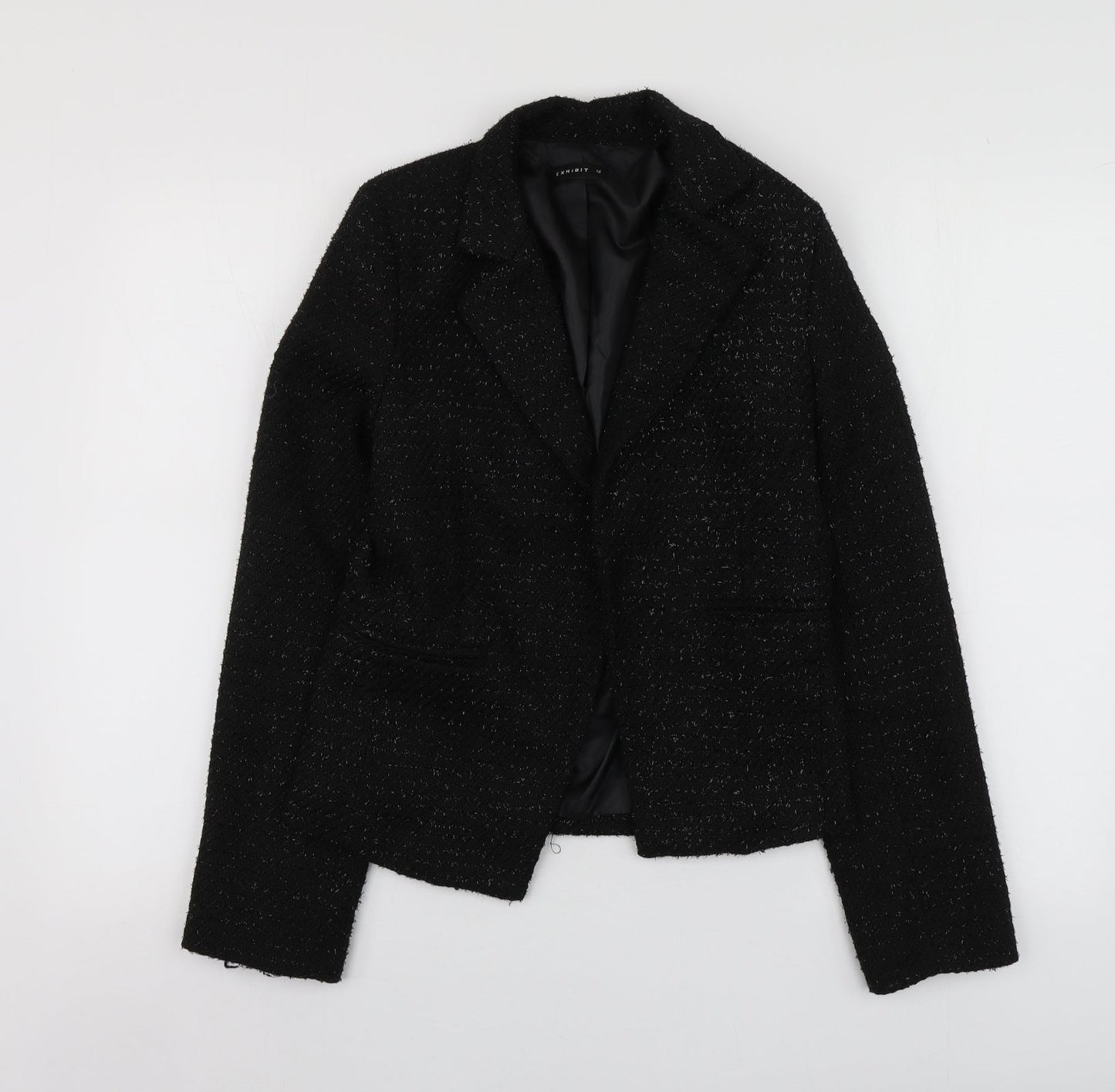 Exhibit Womens Black  Polyester Jacket Suit Jacket Size 12