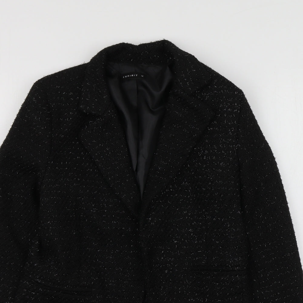 Exhibit Womens Black  Polyester Jacket Suit Jacket Size 12