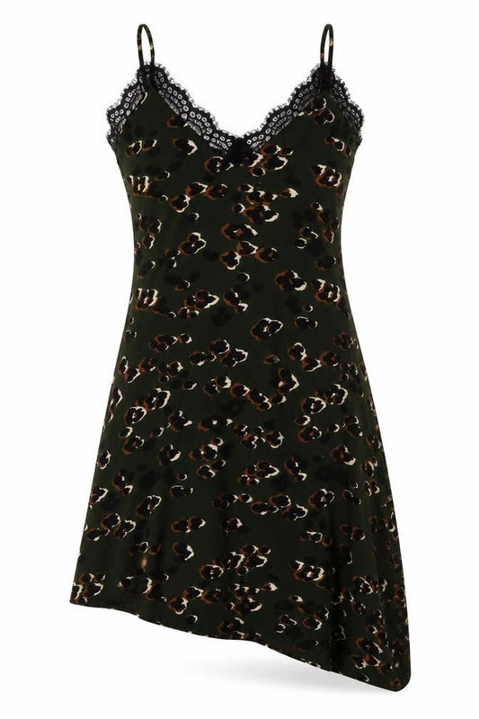 Diffuse Womens Green Animal Print Polyester Trapeze & Swing  Size 10  V-Neck