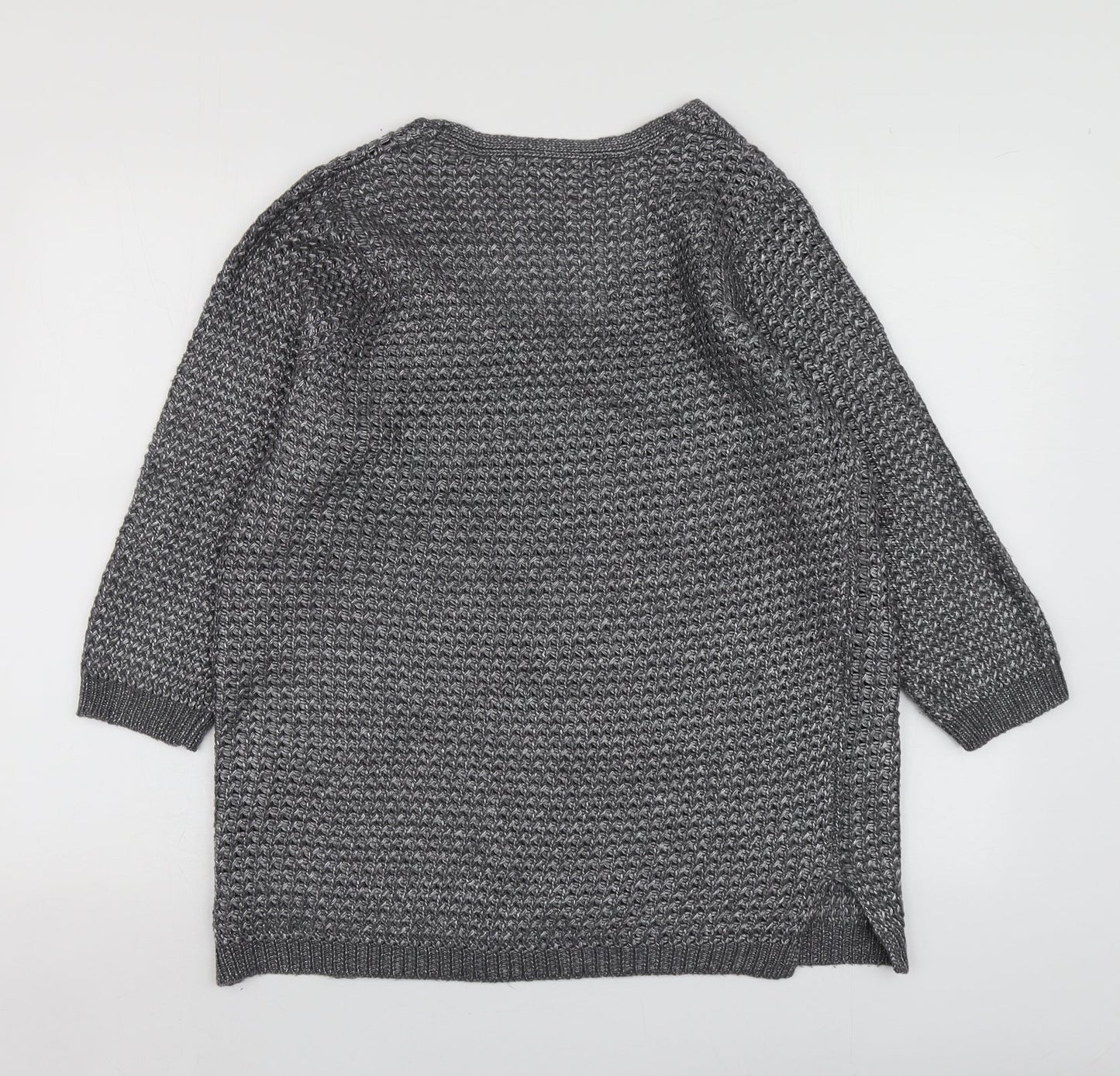 George Womens Silver V-Neck  Polyester Pullover Jumper Size L