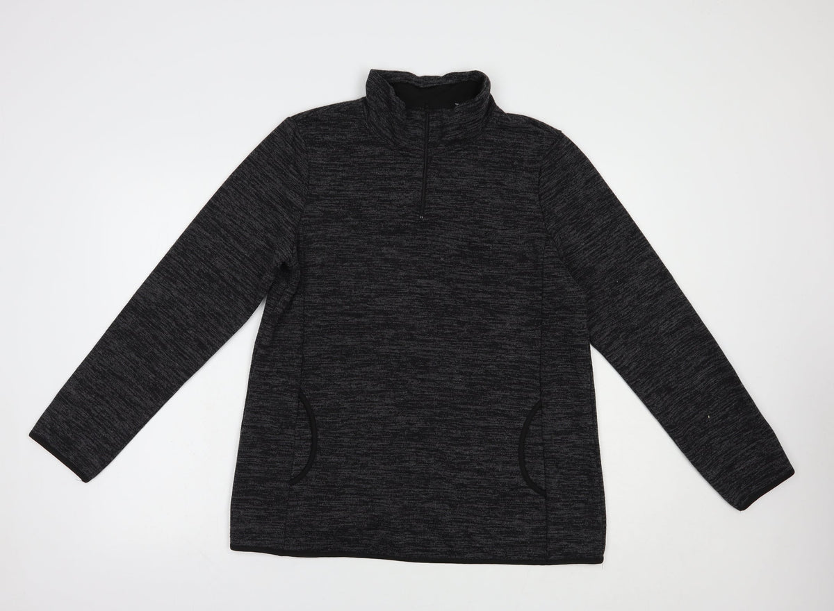 Preworn Womens Grey  Polyester Pullover Sweatshirt Size L  Zip