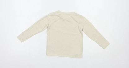 name it Boys Beige  Cotton Pullover T-Shirt Size 2-3 Years Crew Neck Pullover - Bear